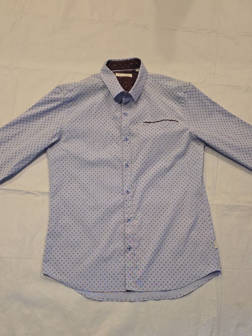 7 Diamonds Lavender Stretch Button-Down with Wine Contrasting Trim Flip Cuffs M - Picture 4 of 9